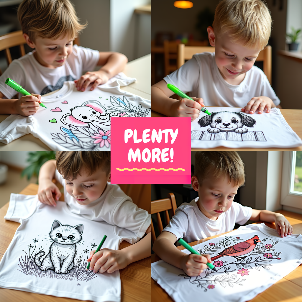Kid's T-shirt Coloring Kit with 10 Fabric Markers - Cute Bear