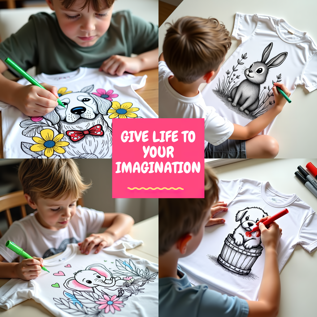 Kid's T-shirt Coloring Kit with 10 Fabric Markers - Woodpecker