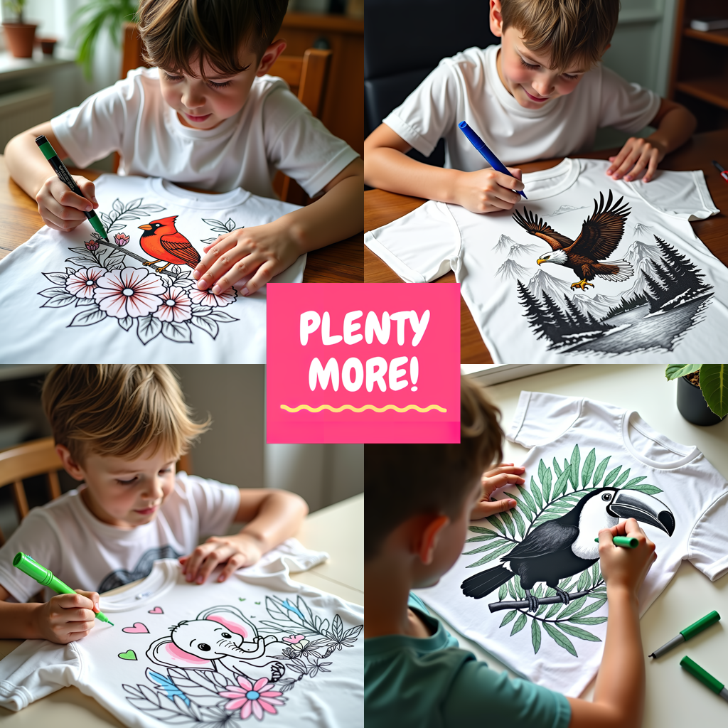 Women's T-shirt Coloring Kit with 10 Fabric Markers - Woodpecker