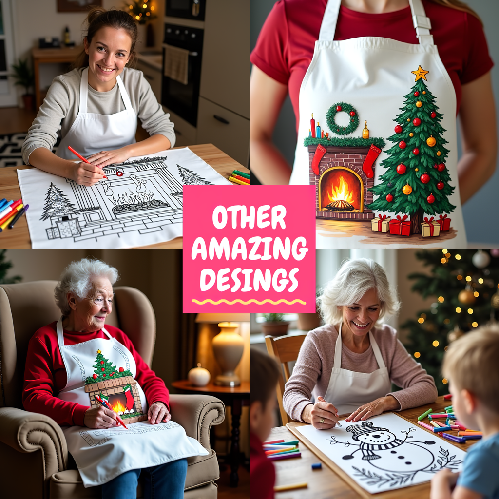Adult Sweatshirt Coloring Kit with 10 Fabric Markers - Christmas Fireplace