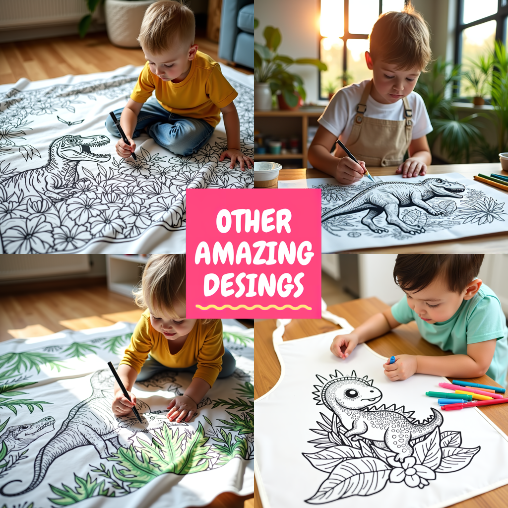 Kid's T-shirt Coloring Kit with 10 Fabric Markers - Mountain Landscape