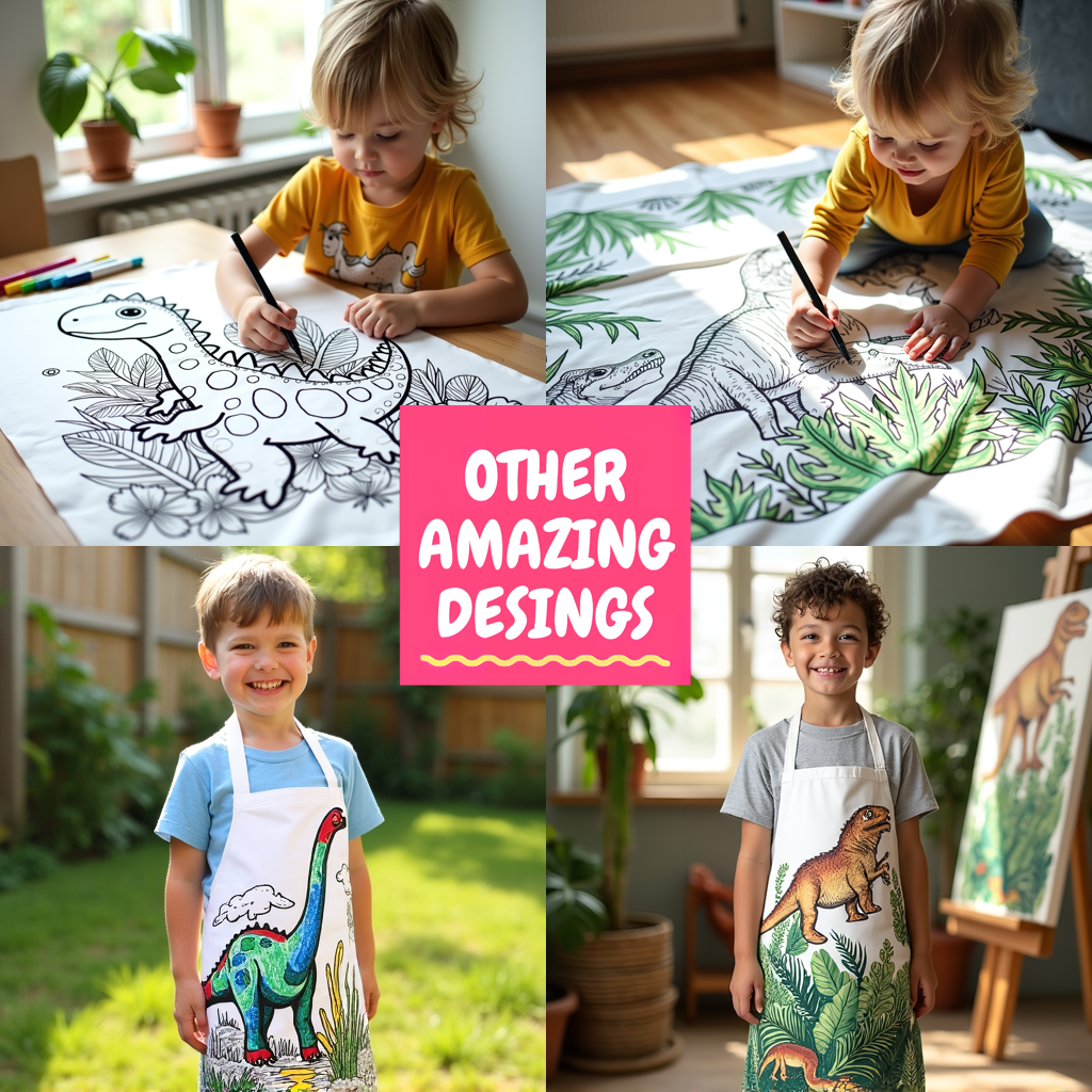 Kid's T-shirt Coloring Kit with 10 Fabric Markers - Pterodactyls