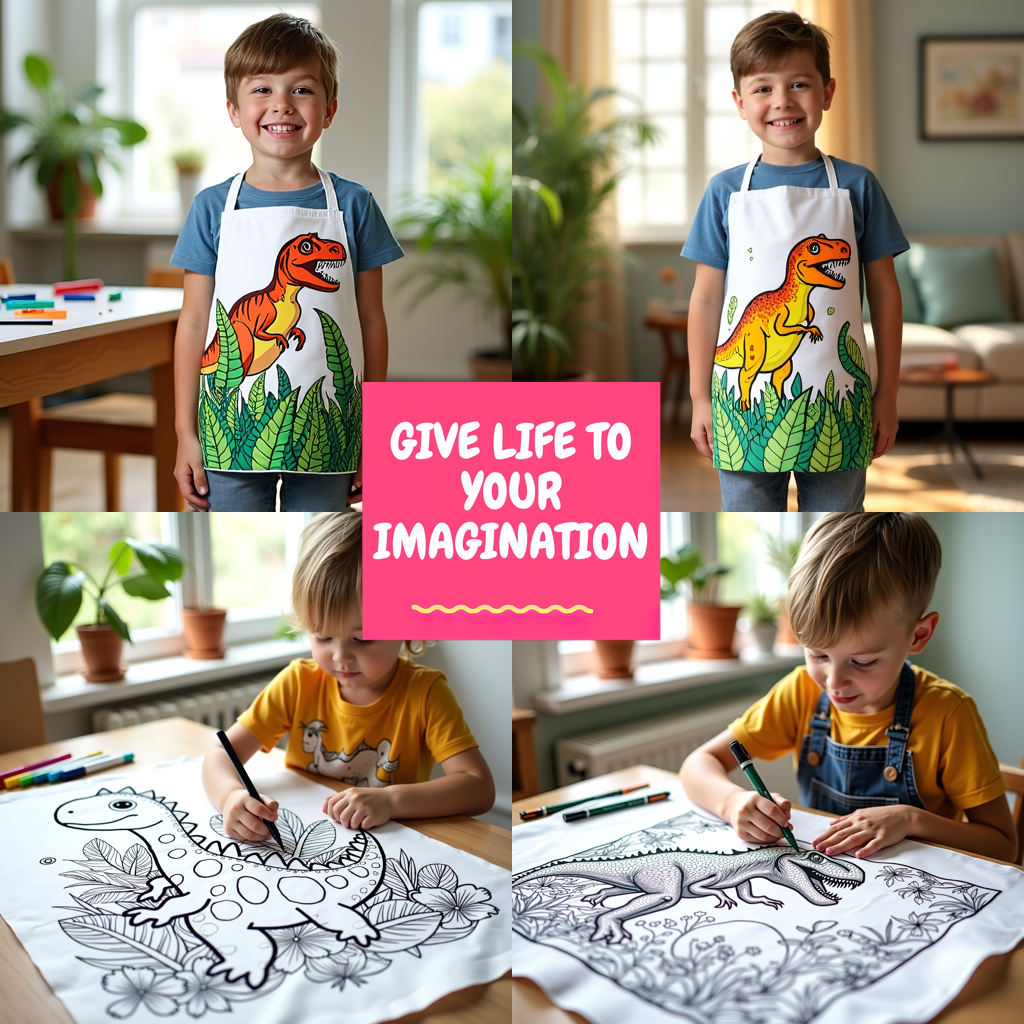 Kid's T-shirt Coloring Kit with 10 Fabric Markers - Dinosaur
