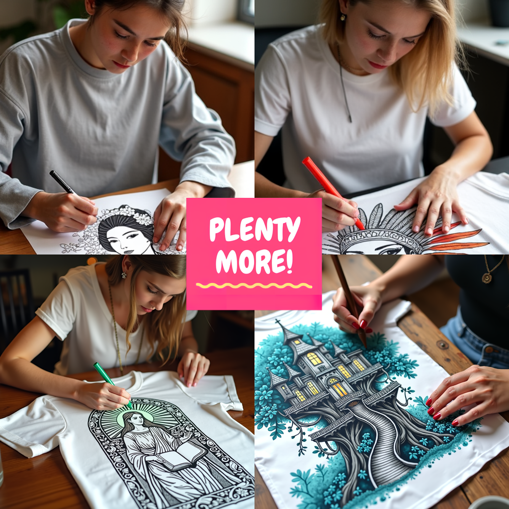 Adult Sweatshirt Coloring Kit with 10 Fabric Markers - Portrait