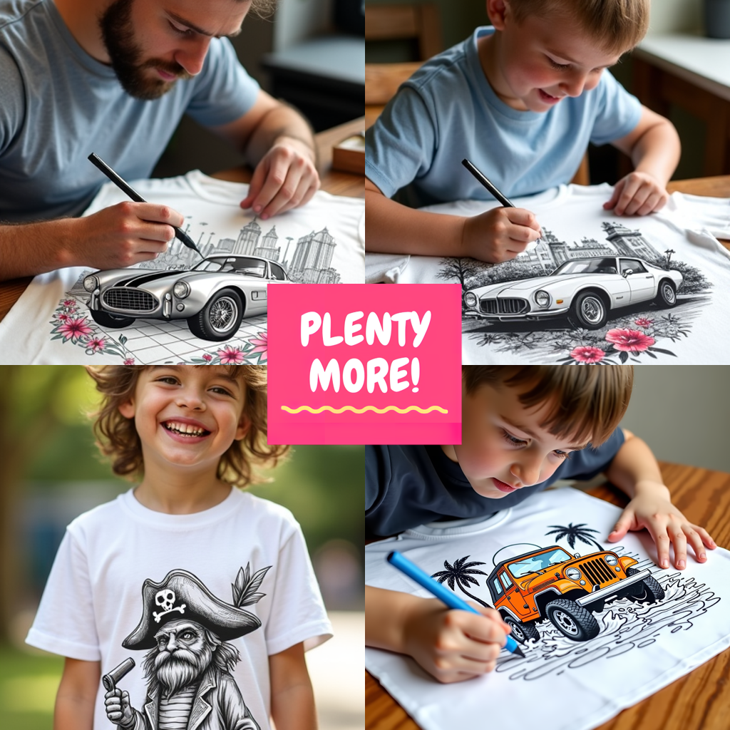 Adult Sweatshirt Coloring Kit with 10 Fabric Markers - Classic Car