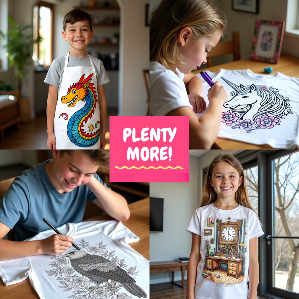 Kid's T-shirt Coloring Kit with 10 Fabric Markers - Steampunk Girl