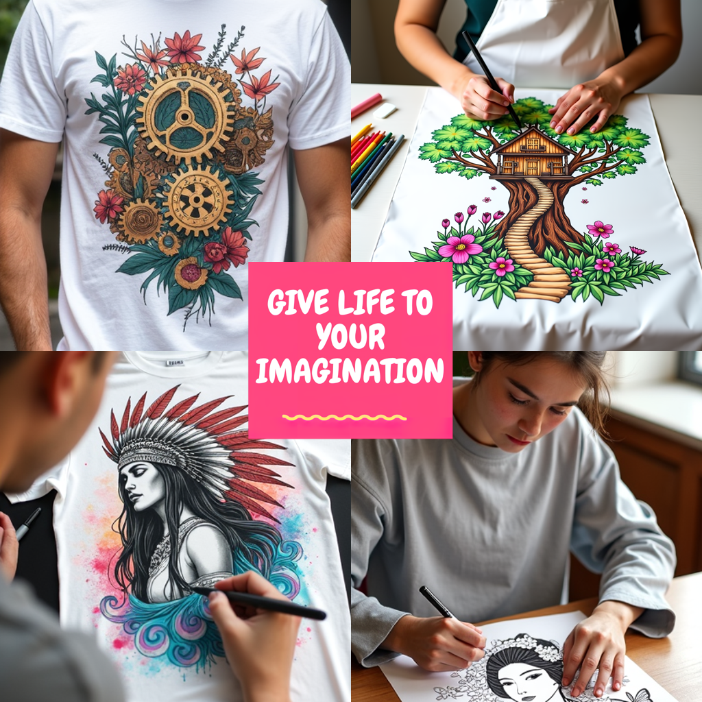 Adult Sweatshirt Coloring Kit with 10 Fabric Markers - Mechanical Art