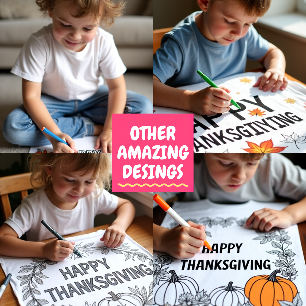 Unisex T-shirt Coloring Kit with 10 Fabric Markers - Pumpkin and Harvest