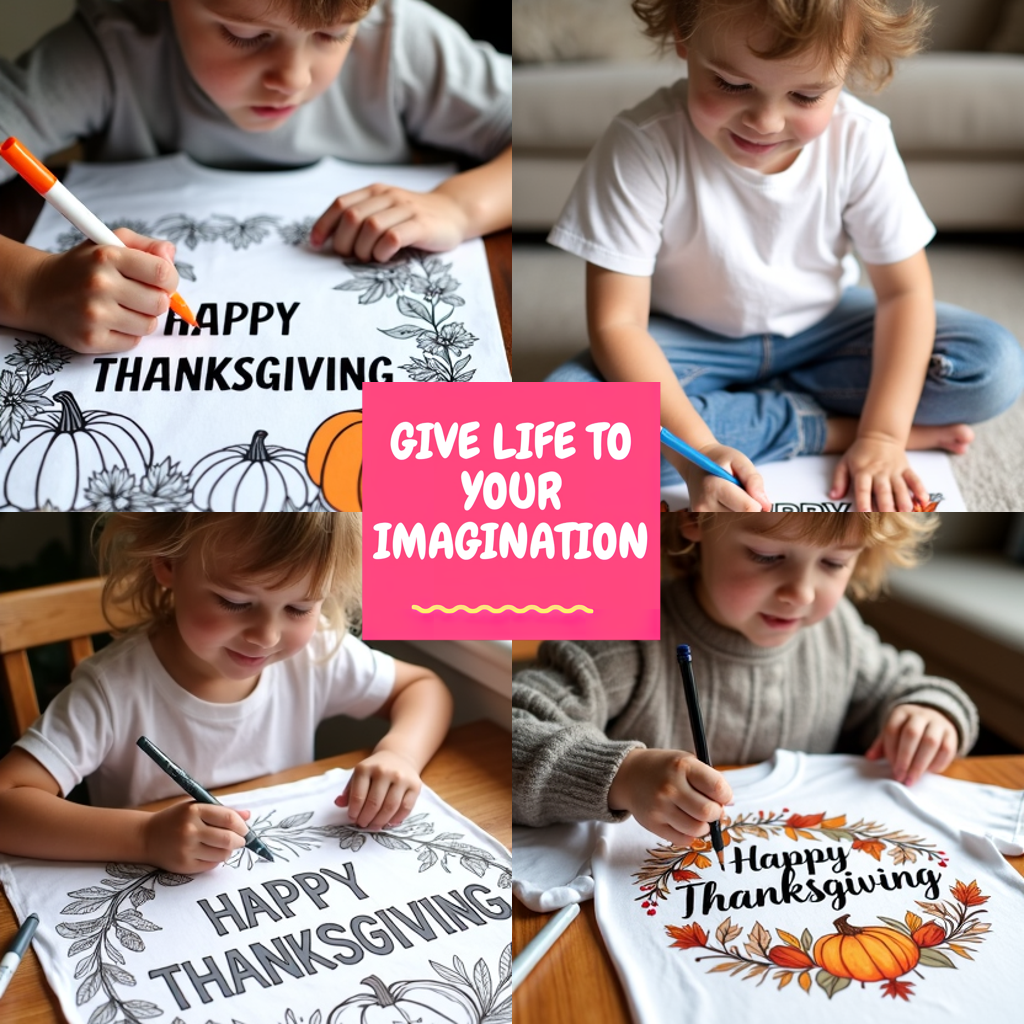 Adult Sweatshirt Coloring Kit with 10 Fabric Markers - Thanksgiving
