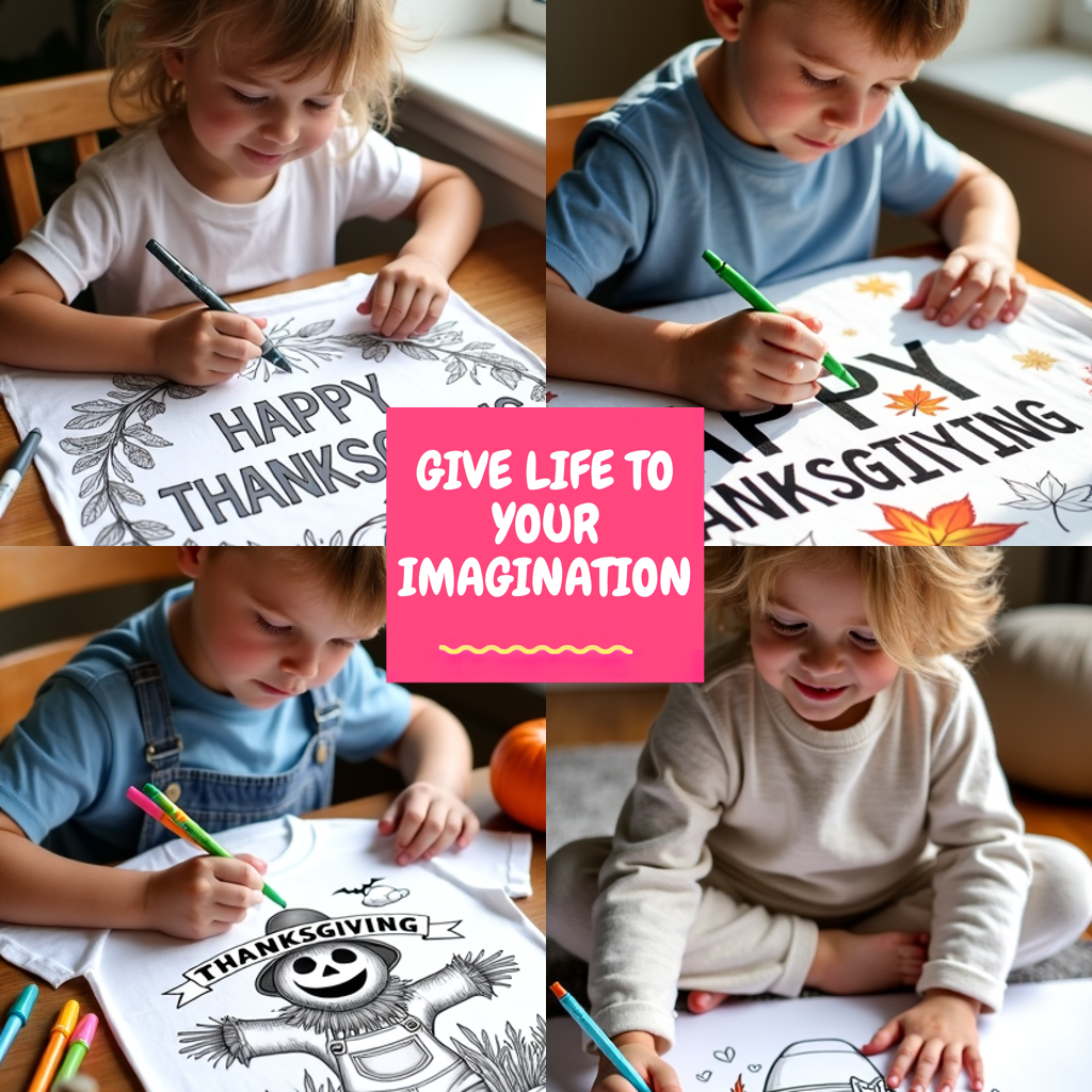 Women's T-shirt Coloring Kit with 10 Fabric Markers - Thanksgiving