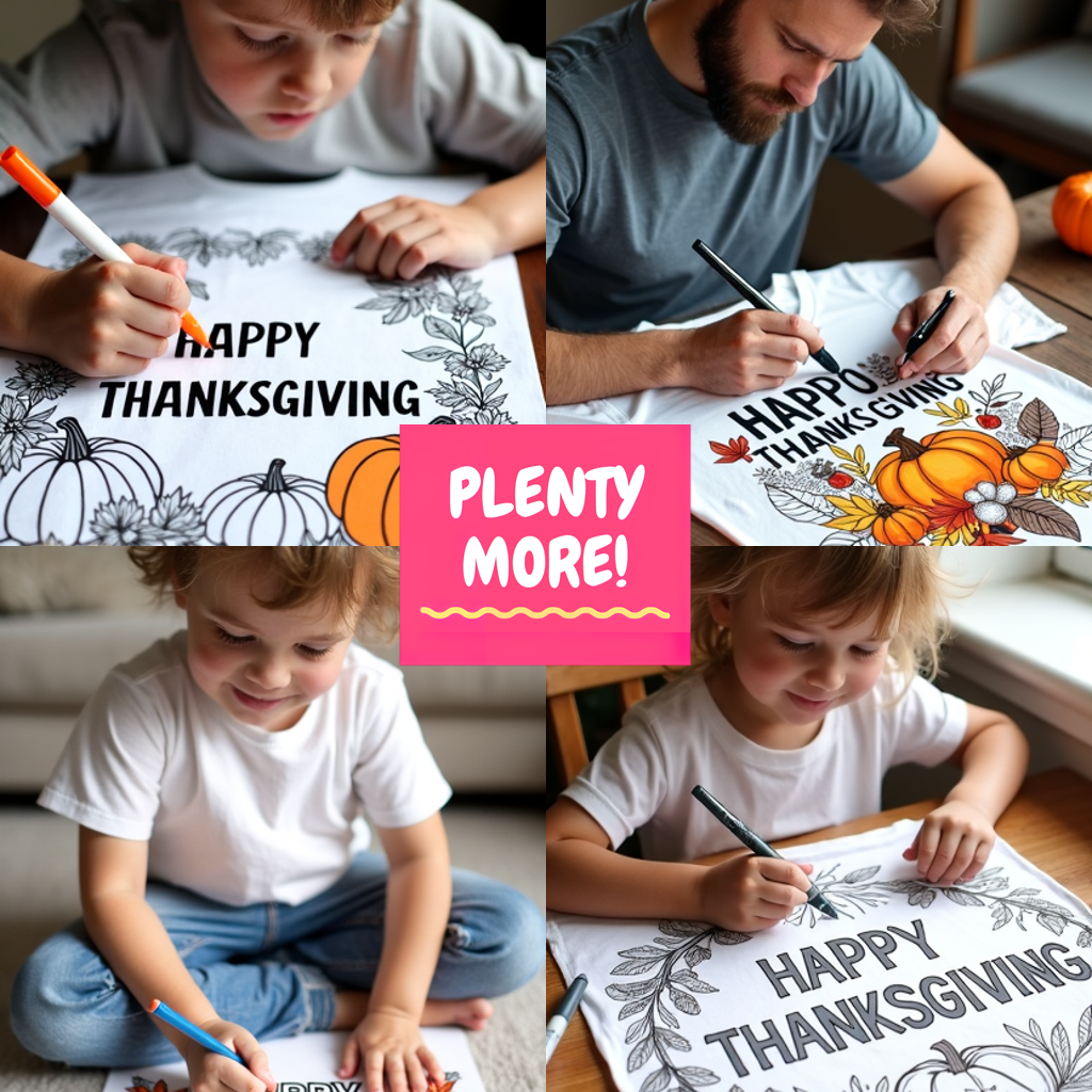 Adult Sweatshirt Coloring Kit with 10 Fabric Markers - Thanksgiving