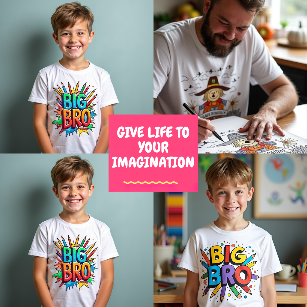 Unisex T-shirt Coloring Kit with 10 Fabric Markers - Thanksgiving Scarecrow