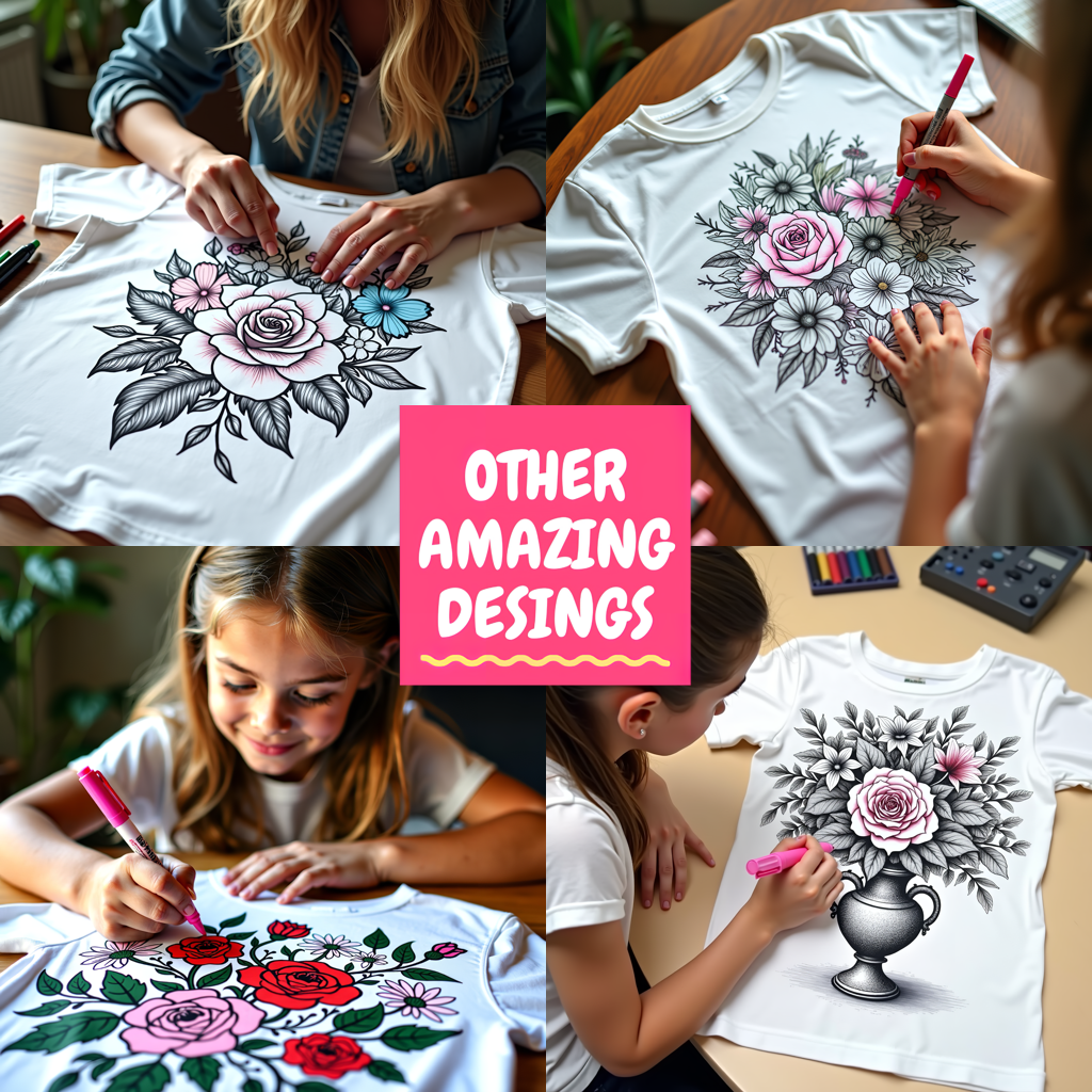 Adult Sweatshirt Coloring Kit with 10 Fabric Markers - Floral Wreath