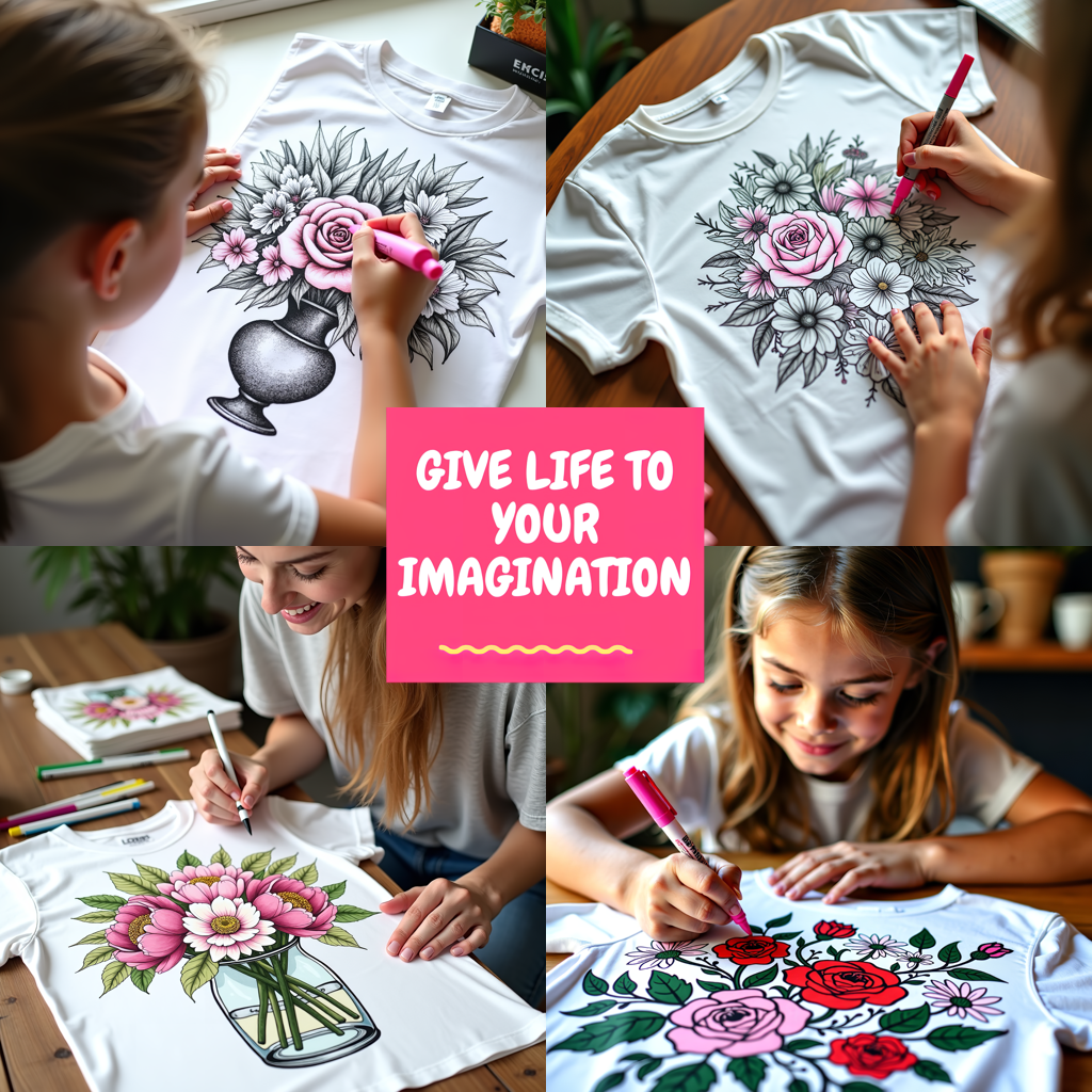 Adult Sweatshirt Coloring Kit with 10 Fabric Markers - Rose