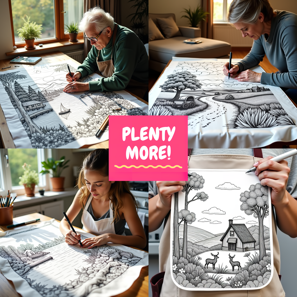 Adult Sweatshirt Coloring Kit with 10 Fabric Markers - Mountain