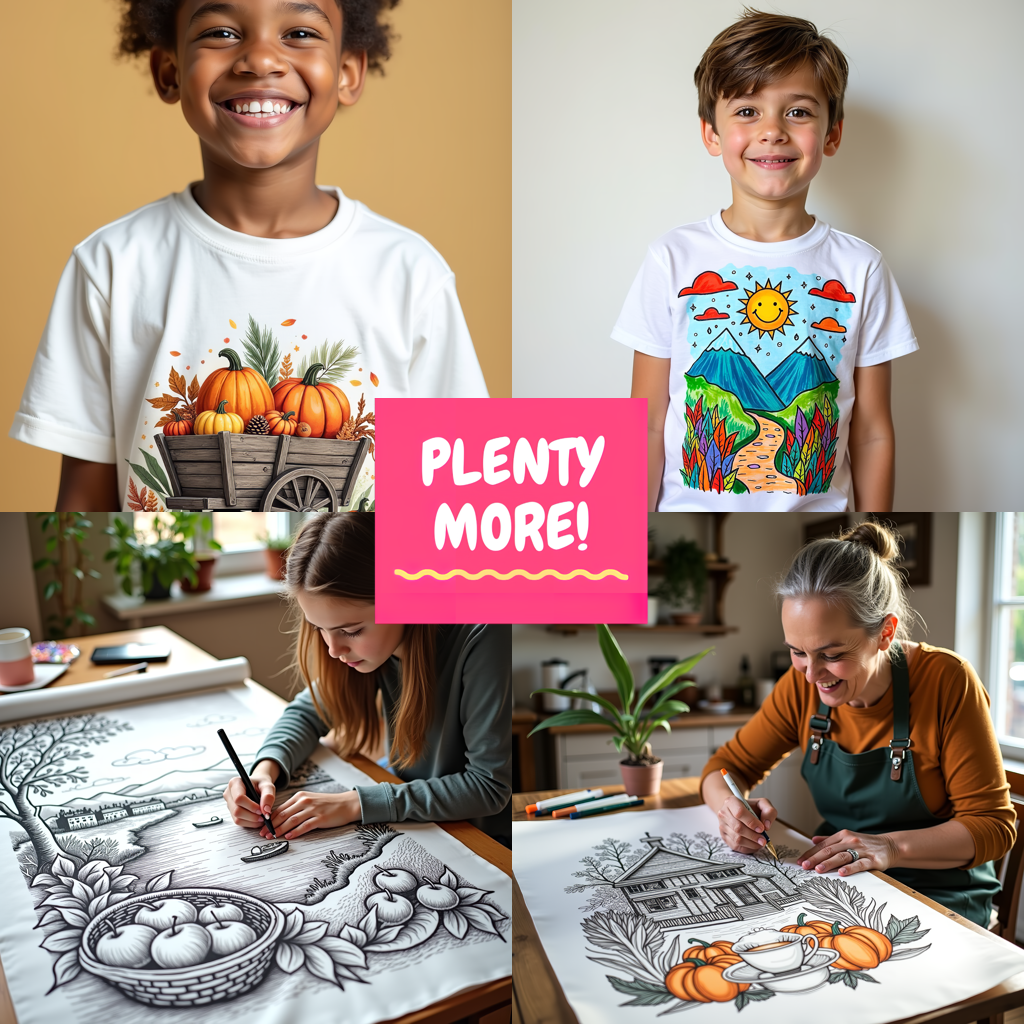 Adult Sweatshirt Coloring Kit with 10 Fabric Markers - Nature Scene