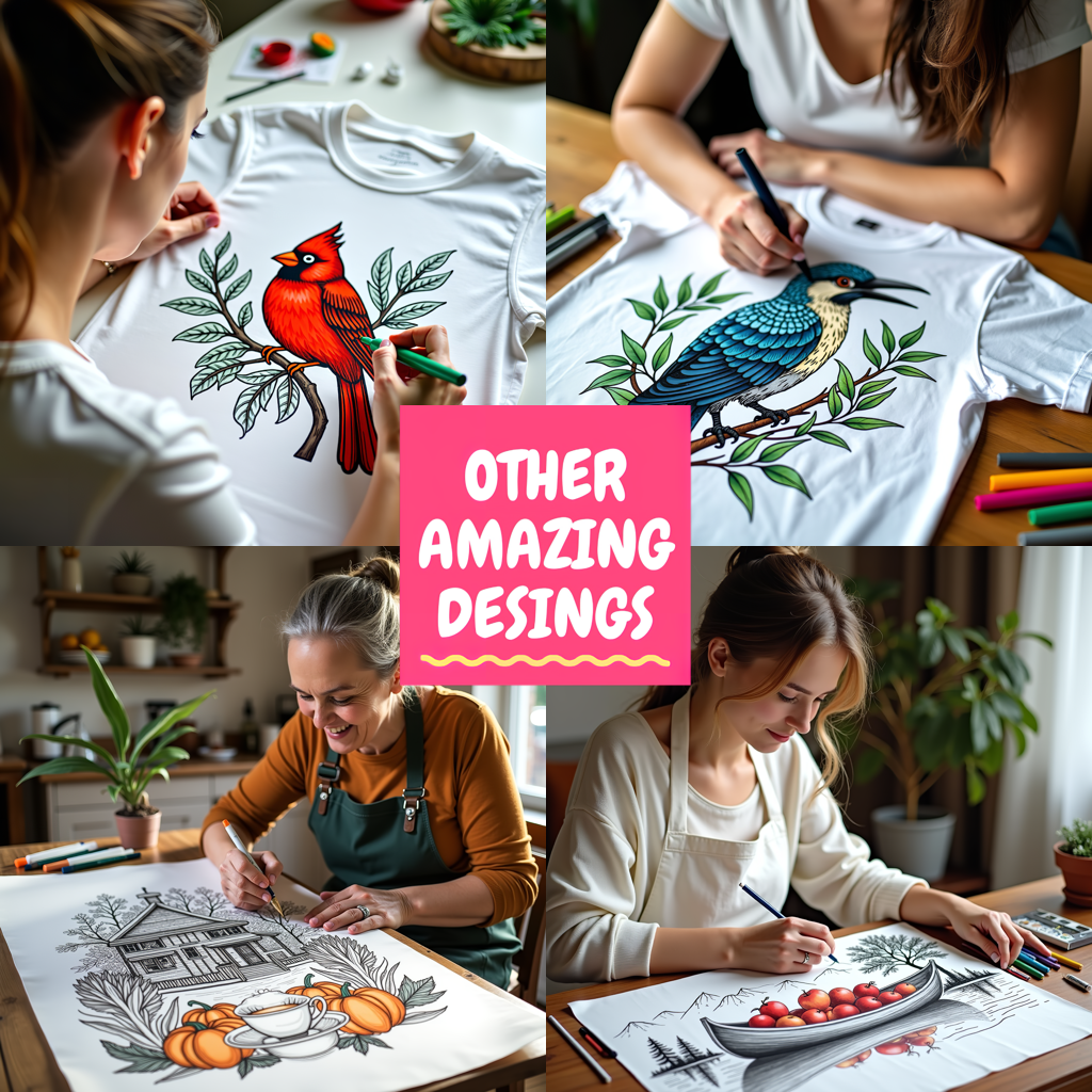 Adult Sweatshirt Coloring Kit with 10 Fabric Markers - Floral Landscape