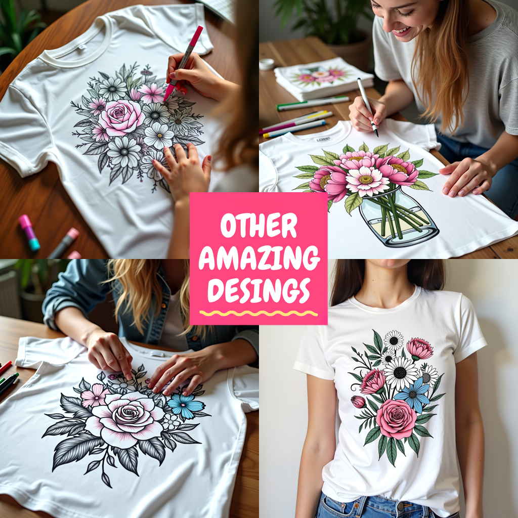 Adult Sweatshirt Coloring Kit with 10 Fabric Markers - Floral Design
