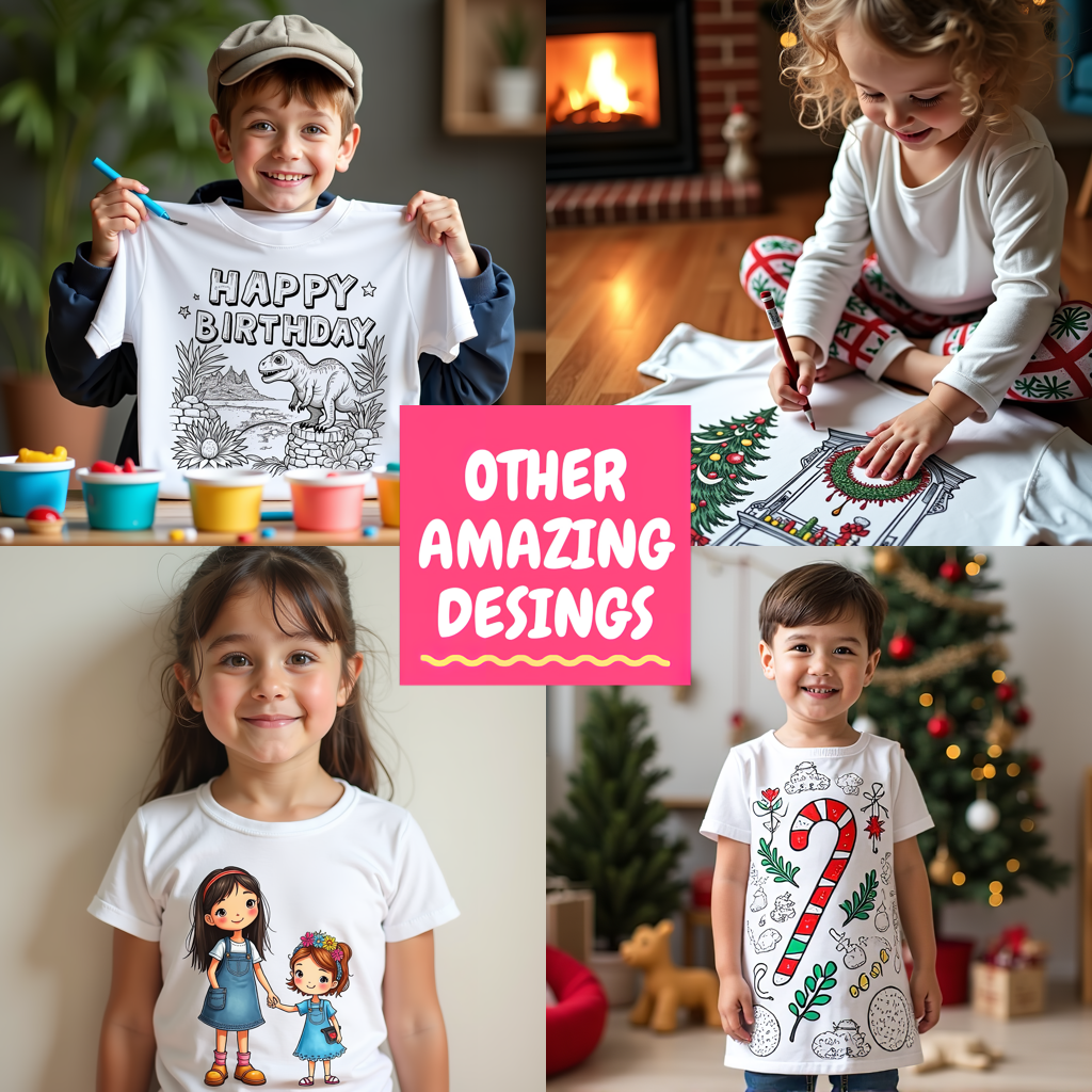 Kid's T-shirt Coloring Kit with 10 Fabric Markers - Christmas Tree