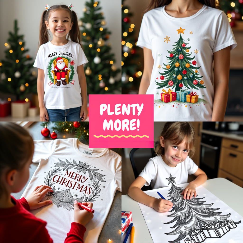 Women's T-shirt Coloring Kit with 10 Fabric Markers - Santa Claus