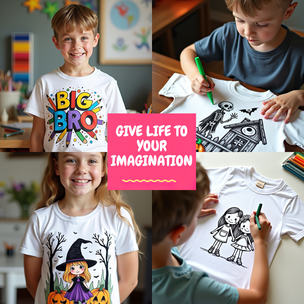 Kid's T-shirt Coloring Kit with 10 Fabric Markers - Santa Claus