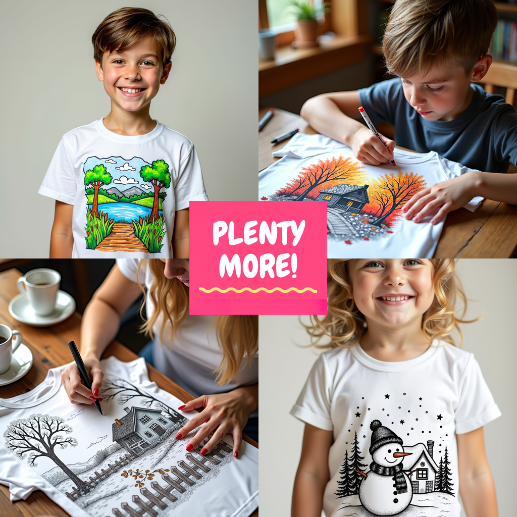 Women's T-shirt Coloring Kit with 10 Fabric Markers - Rainbow in Forest