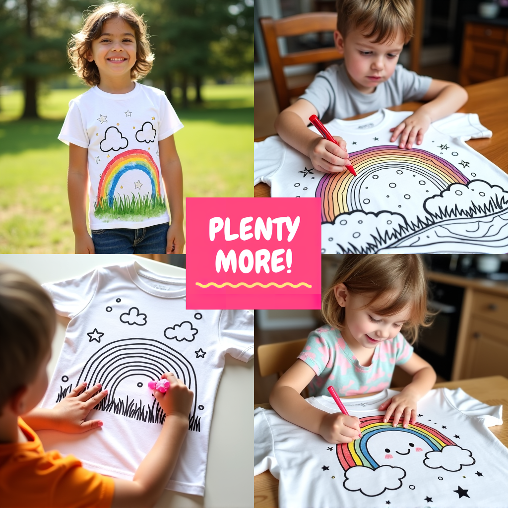 Women's T-shirt Coloring Kit with 10 Fabric Markers - Stars and Clouds