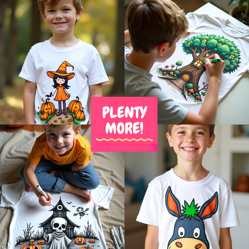 Kid's T-shirt Coloring Kit with 10 Fabric Markers - Starry Sky