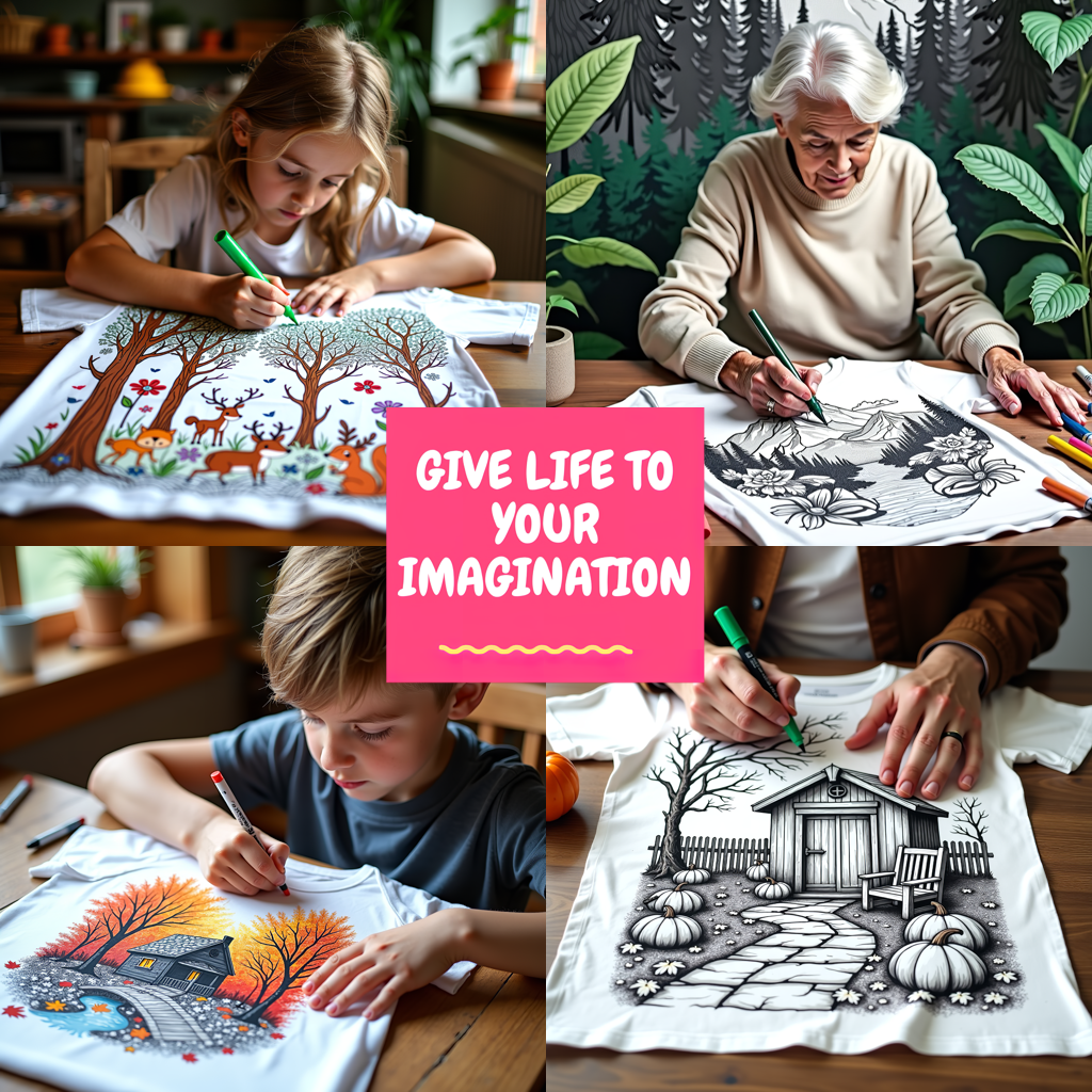 Adult Sweatshirt Coloring Kit with 10 Fabric Markers - Winter Forest