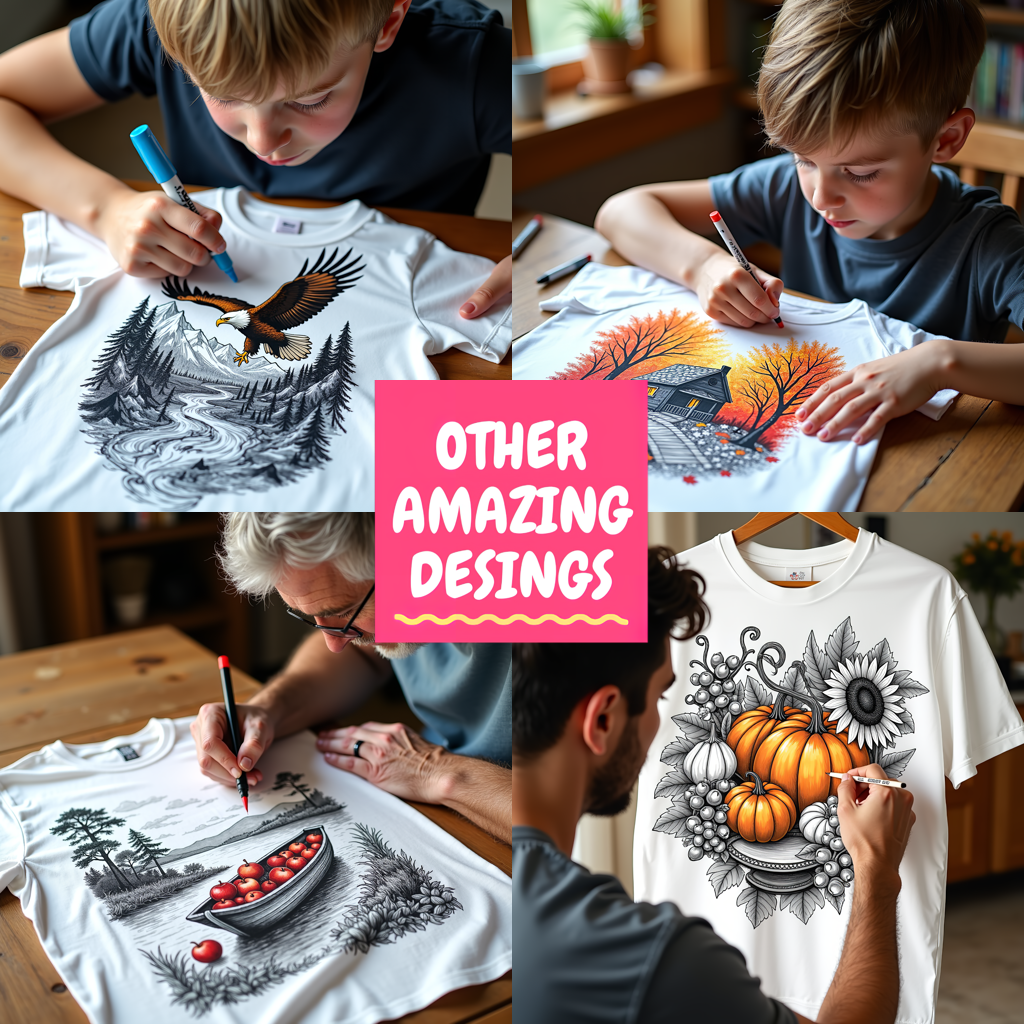 Unisex T-shirt Coloring Kit with 10 Fabric Markers - Winter Forest