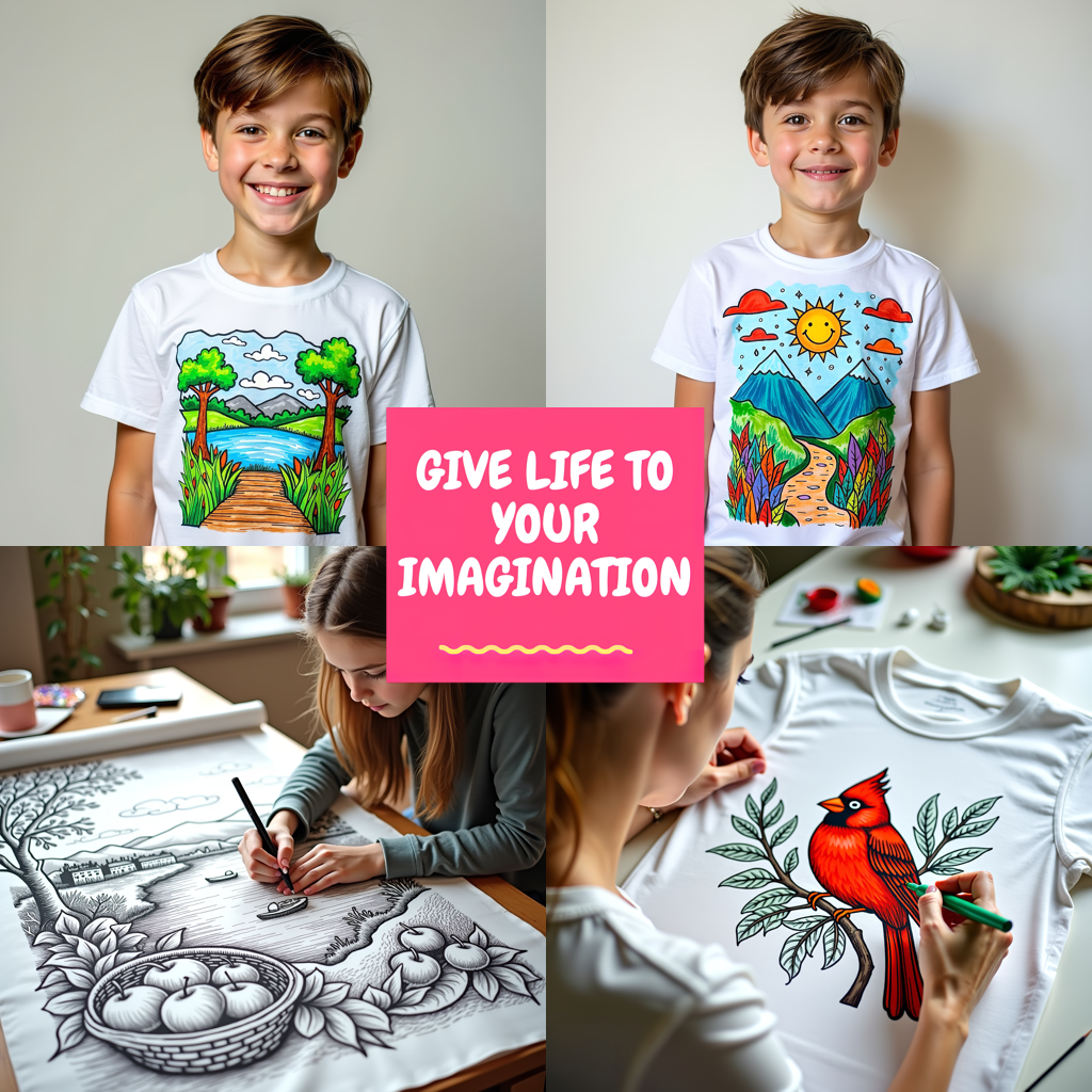 Women's T-shirt Coloring Kit with 10 Fabric Markers - Winter Forest