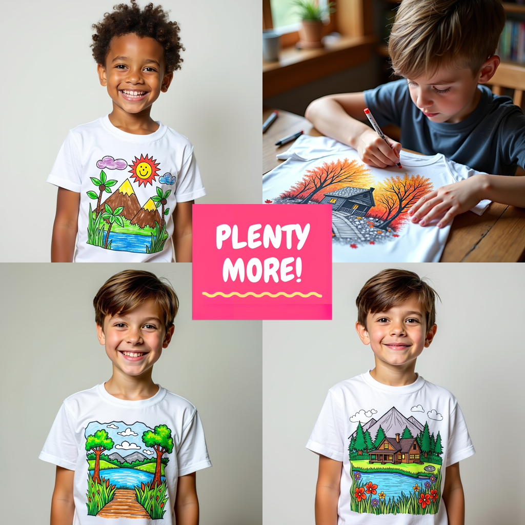 Kid's T-shirt Coloring Kit with 10 Fabric Markers - Mountain Village