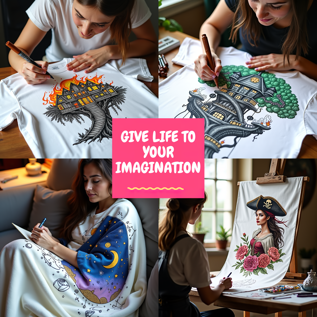 Women's T-shirt Coloring Kit with 10 Fabric Markers - Winter Scene