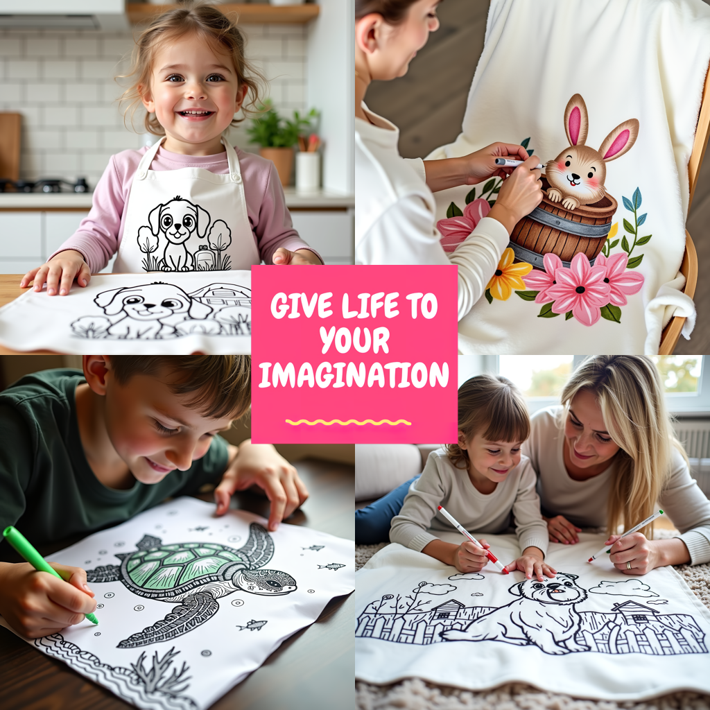 Women's T-shirt Coloring Kit with 10 Fabric Markers - Peacock Drawing