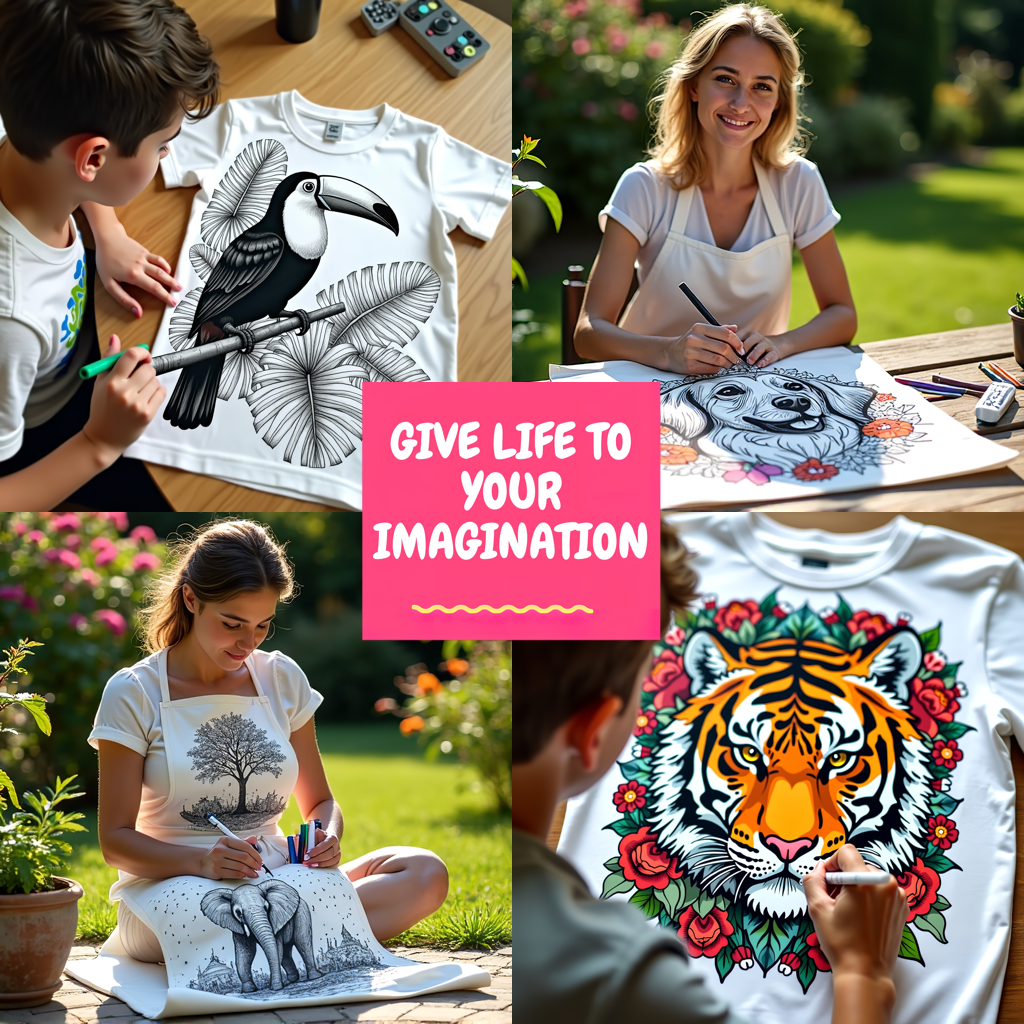 Adult Sweatshirt Coloring Kit with 10 Fabric Markers - Dragon