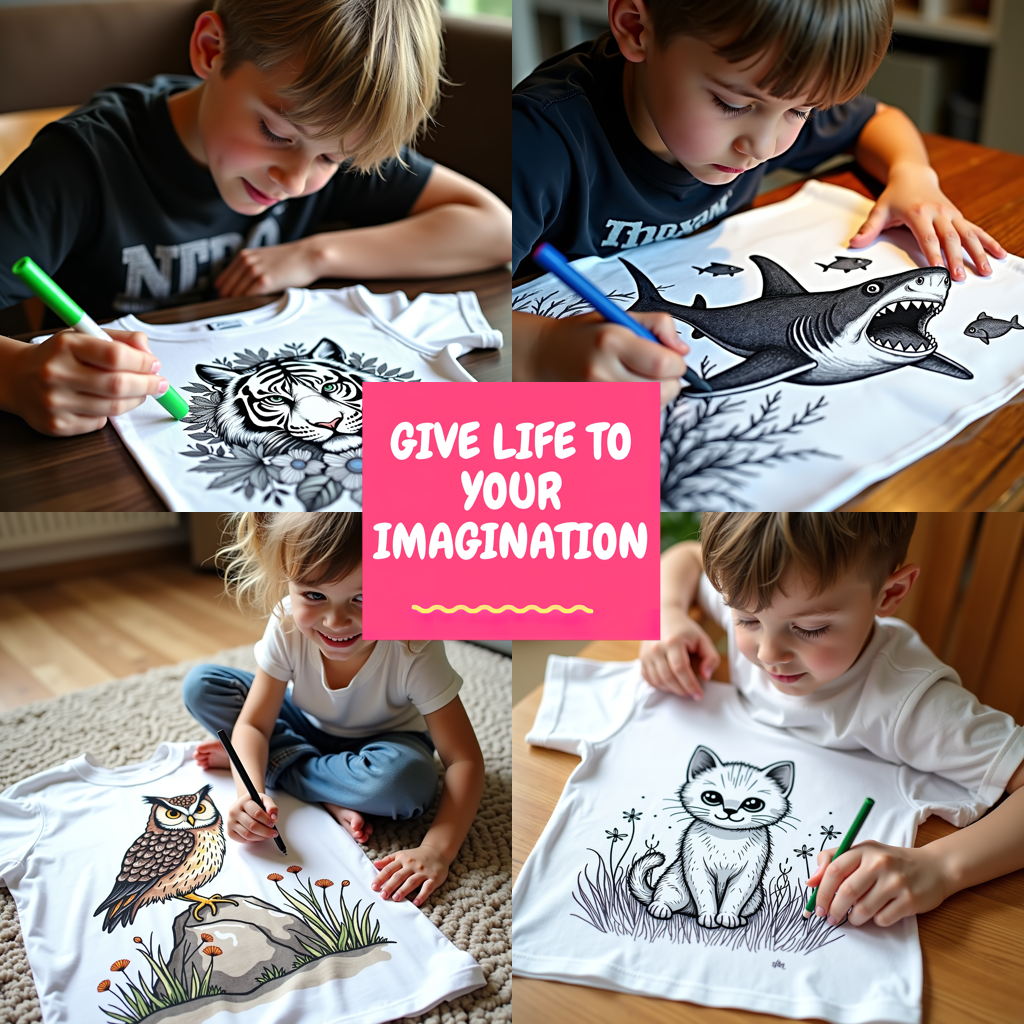 Unisex T-shirt Coloring Kit with 10 Fabric Markers - Dragon