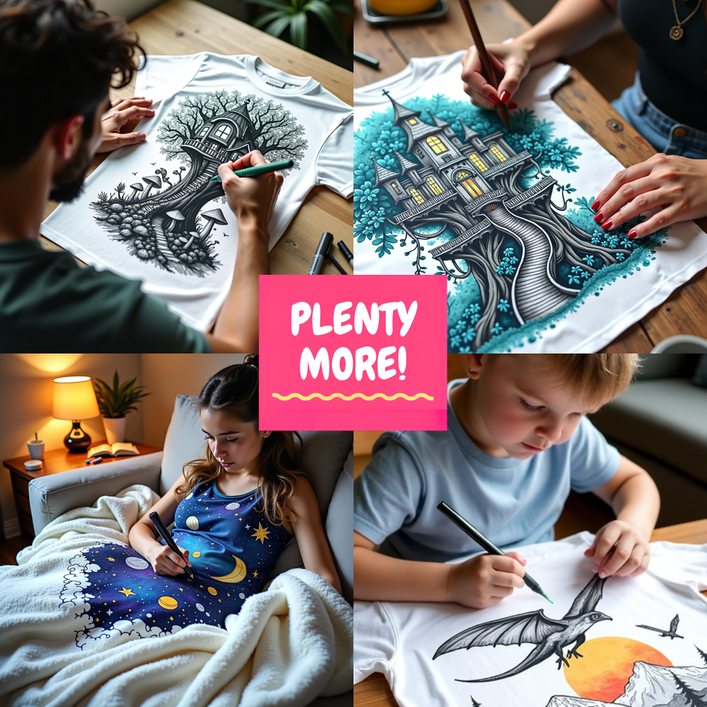 Adult Sweatshirt Coloring Kit with 10 Fabric Markers - Flying Dragon