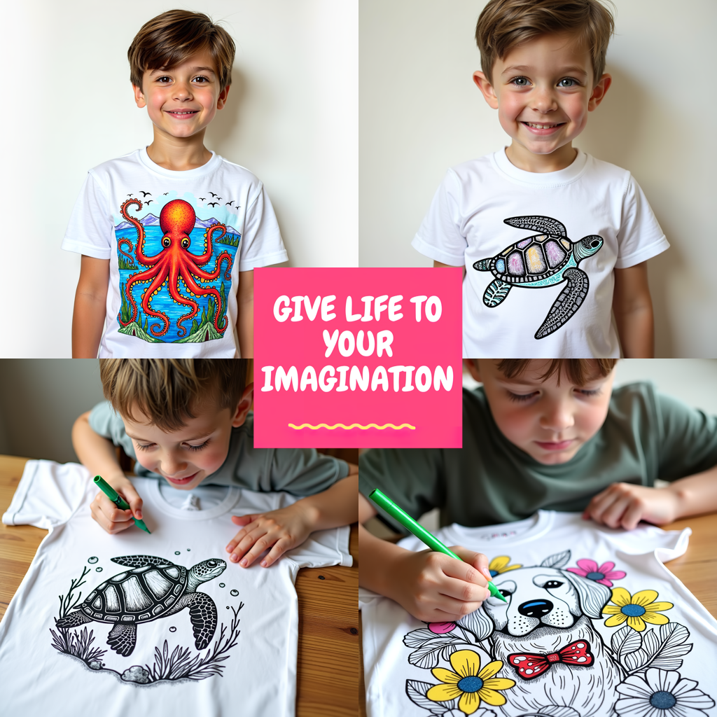 Unisex T-shirt Coloring Kit with 10 Fabric Markers - Dragon