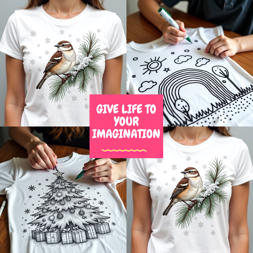 Kid's T-shirt Coloring Kit with 10 Fabric Markers - Nativity Scene