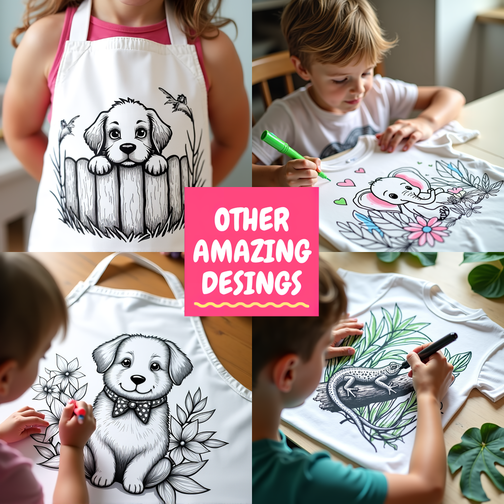 Adult Sweatshirt Coloring Kit with 10 Fabric Markers - Dog and Cat