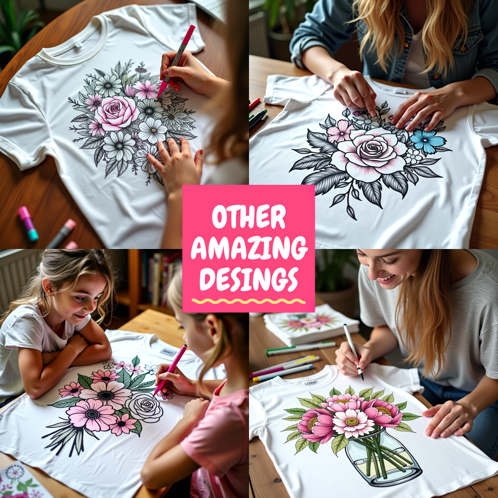 Adult Sweatshirt Coloring Kit with 10 Fabric Markers - Floral Wreath