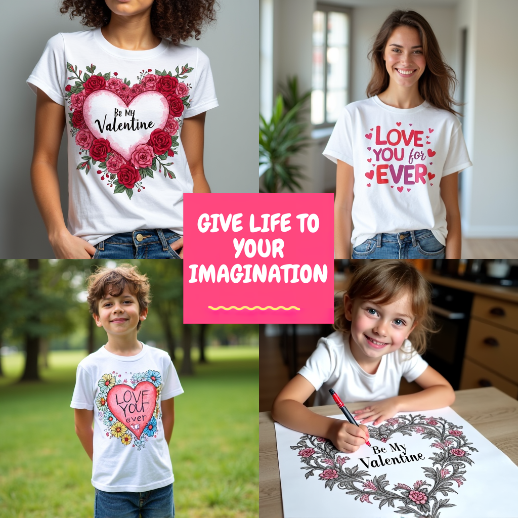 Kid's T-shirt Coloring Kit with 10 Fabric Markers - Valentine's Day