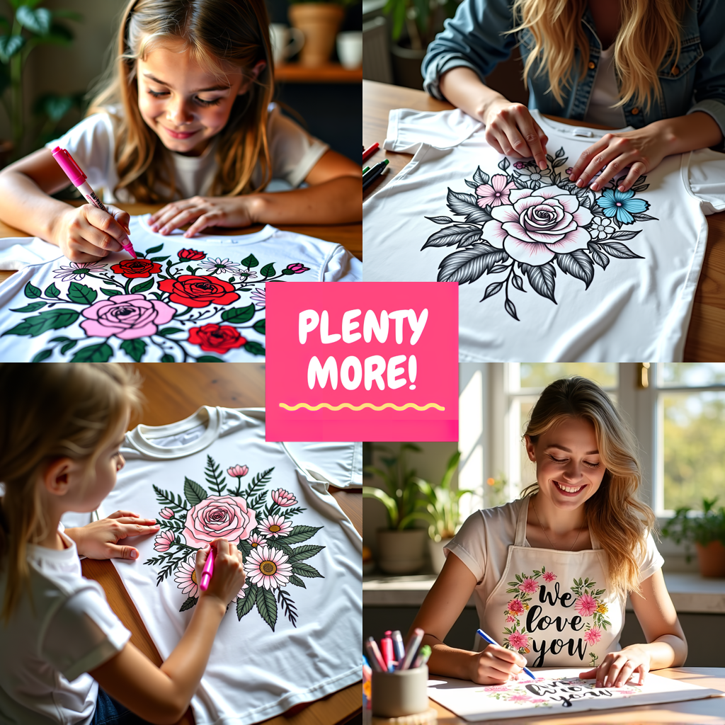 Women's T-shirt Coloring Kit with 10 Fabric Markers - Forever Love