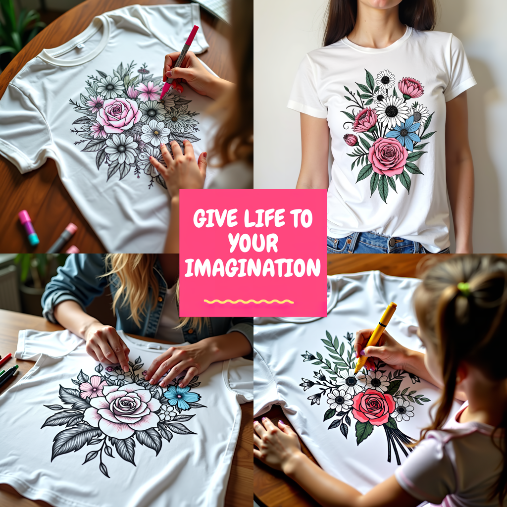 Women's T-shirt Coloring Kit with 10 Fabric Markers - Hearts