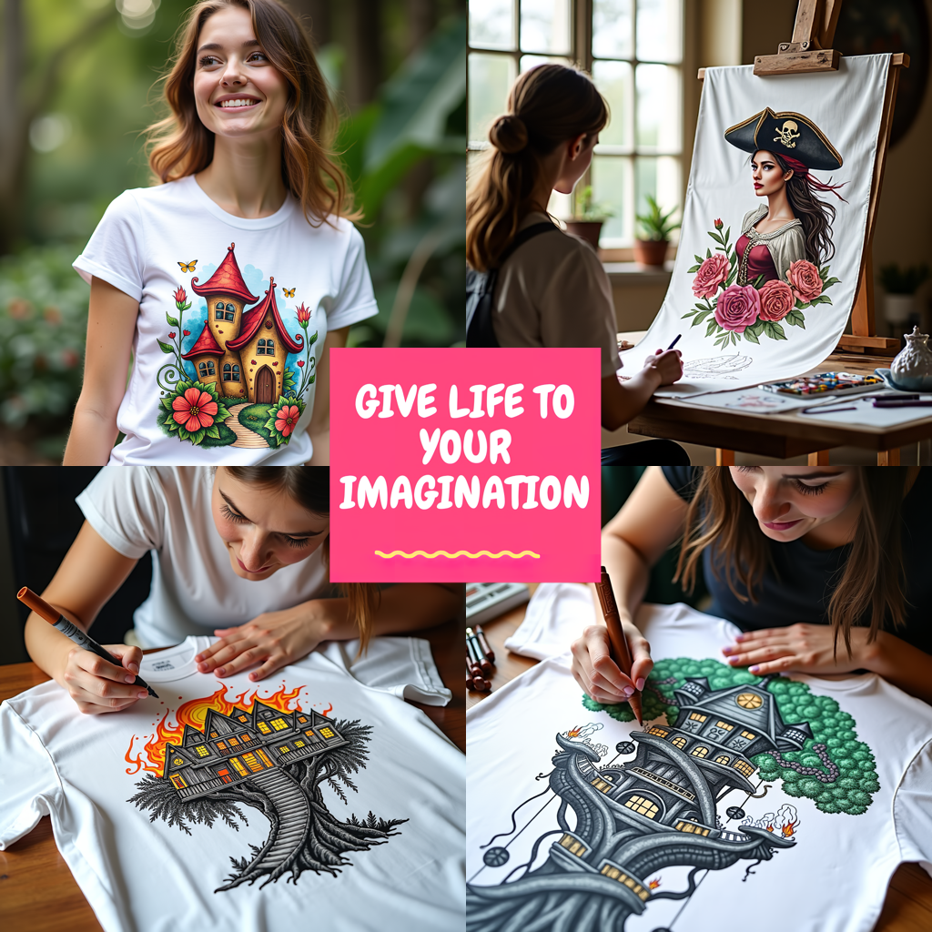 Women's T-shirt Coloring Kit with 10 Fabric Markers - Hearts