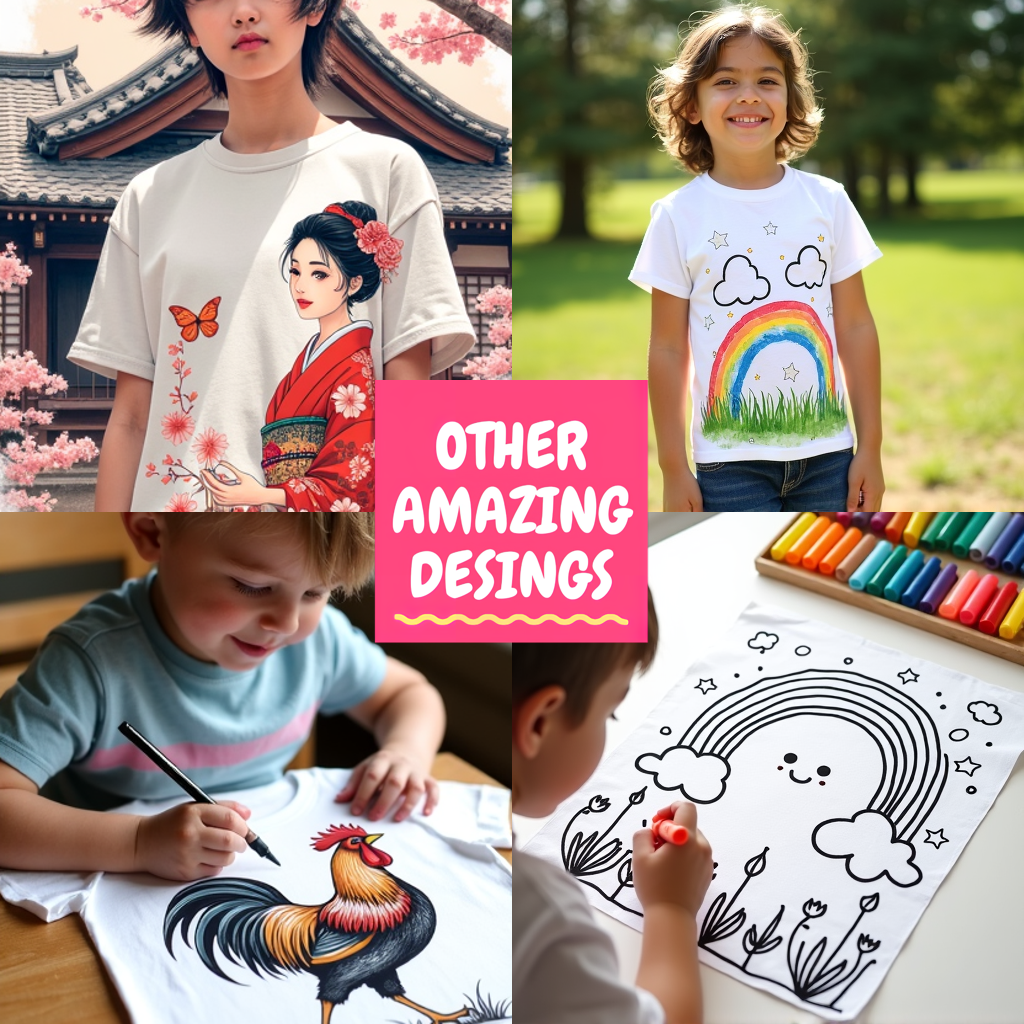 Kid's T-shirt Coloring Kit with 10 Fabric Markers - Hearts