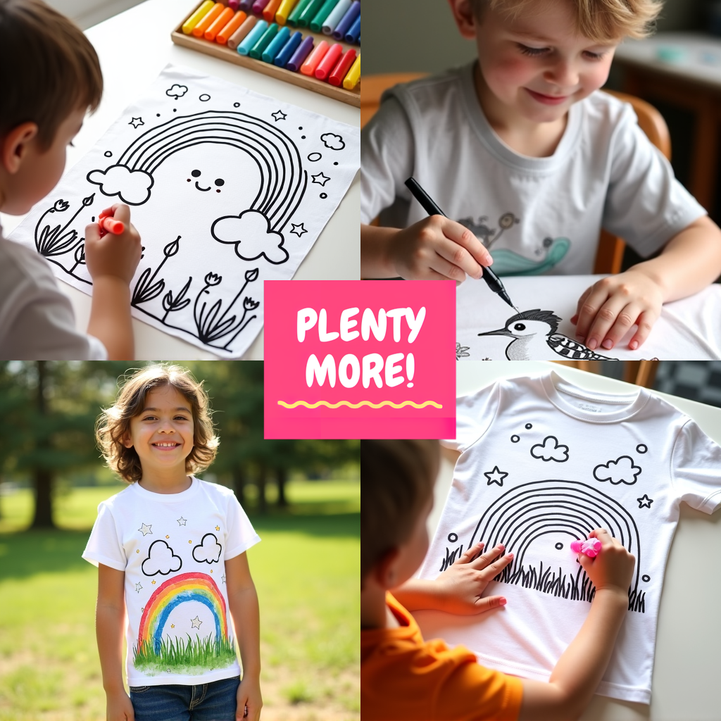 Kid's T-shirt Coloring Kit with 10 Fabric Markers - Heart