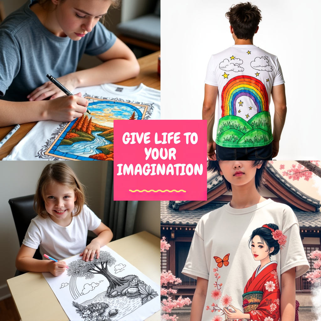 Unisex T-shirt Coloring Kit with 10 Fabric Markers - Heart