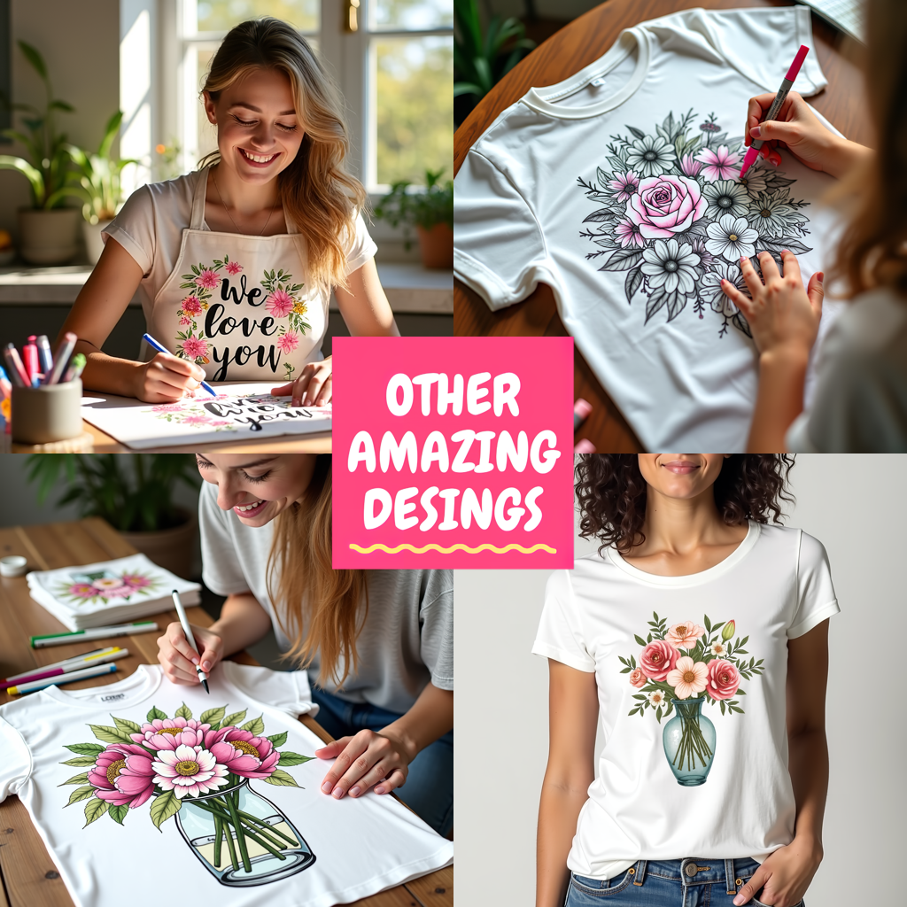 Adult Sweatshirt Coloring Kit with 10 Fabric Markers - Floral Message