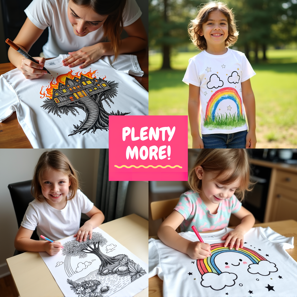 Women's T-shirt Coloring Kit with 10 Fabric Markers - Cloud Rainbow